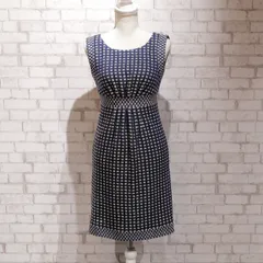 CHANEL シャネル 2017 コレクション ネイビー ホワイト チェック柄 ツイード調 ノースリーブ ワンピース 34 サイズ XS