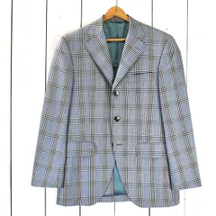 麻布テーラー azabu tailor 伊製カノニコ生地 3つボタン シングル ジャケット 044A / M ライトブルー 三筋格子 O213KZ7M / 6TC107 【送料無料】【中古】【メンズビジネス】202603のサムネイル