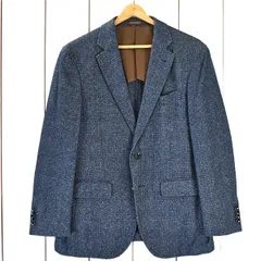 Wilkes bashford タカキュー 伊製生地 コットン混 2つボタン シングル ジャケット M 濃紺 三筋格子 袖口4つ釦 3902280-B / 6TC111 【送料無料】【中古】【メンズビジネス】202603のサムネイル