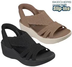 スケッチャーズ 120012 SKECHERS Slip-ins Parallel Lite - Summer Invite ハンズフリー スリップインズ レディースサンダル ウエッジ 立ったまま履ける靴 手を使わず履ける靴 靴 BBK ブラック MOC モカ
