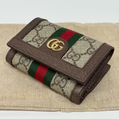 極美品 GUCCI 644334 オフィディア GGスプリーム 三つ折り財布 ブラウン グッチ GGロゴ コンパクト ウォレット シェリーライン キャンバス レザー 【X0707-001】□286