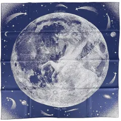 エルメス スカーフ レディース カレ90 CLAIR DE LUNE クレール ドゥ リュンヌ ファッションアイテム Carres ダブルフェイス HERMES シルク    ネイビー 紺 ブラウン 茶 美品【中古品】