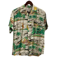 ヴィンテージ vintage 60's 日本製 ALOHA SHIRTS ハンドスクリーン レーヨン アロハシャツ 半袖シャツ マルチカラー Mサイズ 201MT-5732 VB