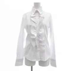 ナラカミーチェ NARA CAMICIE タグ付き シャツ 1 白 ホワイト 長袖 フリル ストライプ柄 /NL ■ECF003