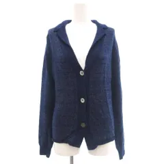 アクアスキュータム AQUASCUTUM カーディガン ウール 紺 ネイビー 長袖 襟付き ラメ /NL ■ECF003