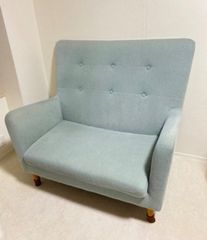 札幌市]2人用布張りソファ(CA10 DR-TBL) ターコイズブルー ニトリ