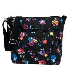 LESPORTSAC(レスポートサック) ショルダーバッグ美品  黒×パープル×マルチ 花柄