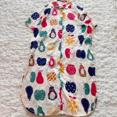 ワンピース　夏服　レア　個性派　ノーブランド　フルーツ柄ワンピース　チュニック　ボタン　果物　レア　個性派