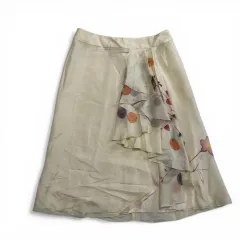 美品　DRIES VAN NOTTEN　ドリスヴァンノッテン　スカート　シルク　花柄　フリル　ベージュ系　サイズ36　Y2Kのサムネイル