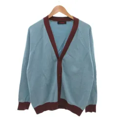 キャバン CABaN カーディガン カシミヤ混 L 水色 ライトブルー Vネック 配色デザイン /HW ■ECG003