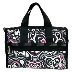 LESPORTSAC(レスポートサック) ハンドバッグ - 黒×白×マルチ ハート/ミニボストン