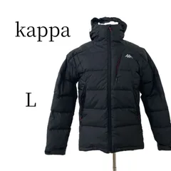 カッパ Kappa ダウンジャケット ダウン80% Lサイズ 黒 ブラック フード ロゴ スポーツウェア 防寒着 メンズ アウター 紳士服 上着 ダウン フェザー 厚手 美シルエット 登山 キャンプ アウトドア 普段使い 旅行 冬物 完売品 レアのサムネイル