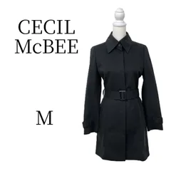 CECIL McBEE セシルマクビー トレンチコート スプリングコート ベルト付 ブラック 黒 M 9AR レディース アウター センターベント 美シルエット 綿混 通勤 通学 フォーマル 上品 カジュアル きれいめ スタイリッシュ 春秋