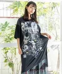 isScoLar イズスカラー　551245：花蝶アート柄切替ワンピースのサムネイル