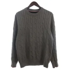 トミーヒルフィガー TOMMY HILFIGER ニット セーター 長袖 ワンポイント ロゴ クルーネック グレー L