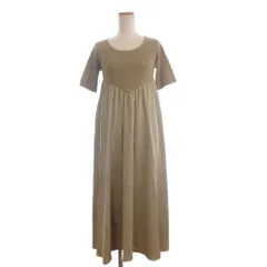 カプリシューレマージュ CAPRICIEUX LE'MAGE ドッキングワンピース ロング丈 半袖 切替 フレア ベージュ PS ■GY99