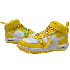 ナイキ NIKE オフホワイト Off-White エアフォース1 ミッド SP レザー Air Force 1 Mid SP LTHR コラボ DR0500-101  メンズ靴 スニーカー イエロー 28cmサイズ 201-shoes1679