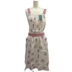 アフタヌーンティー Afternoon Tea エプロン F ピンク 花柄 ストライプ柄 ポケット付き /MD ■ECE003