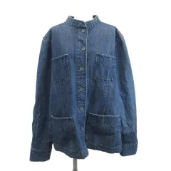 タルボット TALBOTS デニムジャケット カバーオール インディゴ ブルー 無地 スタンドカラー 長袖 /PP ■ECB002