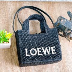 LOEWE かごバッグ フォント ミニ トートバッグ ハンド 黒 2way - メルカリ