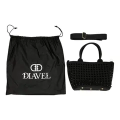 186000 現状品 DIAVEL ディアベル スタッズトートバッグ スタッズ付きトートバッグ ブラック／レッド