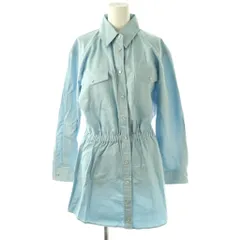 ザラ ZARA ウエストギャザーシャツワンピース S ブルー スカイブルー /OK ■OS