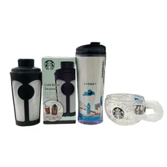 186000 現状品 Starbucks スターバックス タンブラー&ティーグラス&ストレーナー ホワイト 3点まとめ売りのサムネイル
