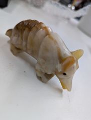 北極熊彫刻、メノウ、オニキス（縞瑪瑙）天然石ホッキョクグマの彫刻