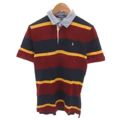 ポロ バイ ラルフローレン Polo by Ralph Lauren ポロシャツ 160 青  赤  ボーダー柄 半袖 襟切替し ロゴ刺繍 /HW ■GY09