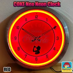 掛時計 コカ・コーラ ネオンクロック レッド おしゃれ LEDライト Coca-Cola アメリカン 雑貨 レトロ 正規ライセンス品 インテリア 部屋 箱入り ダイナー カフェ レストラン 店舗 可愛いのサムネイル