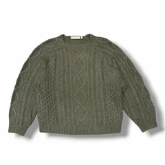 FEAR OF GOD ESSENTIALS Cable Knit Sweater ケーブルニットセーター FOG フィアオブゴッド エッセンシャルズ モスグリーン系 L （13777M）