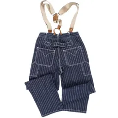 ストライプ つなぎ パンツ 作業服 デニム オールインワン ズボン ワイドレッグスト ワイドパンツ サスペンダー ユニセックス オーバーオール ストレッチ ジーンズ ゆったり メンズ 体型カバー サロペット