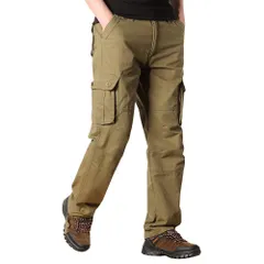 カーゴパンツ メンズ ズボン ワークパンツ ゆったり 大きいサイズ 多機能 ロングパンツ 綿 無地