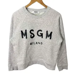 エムエスジーエム MSGM ロゴ スウェット トレーナー ラグラン 裏起毛 S ライトグレー ■FY