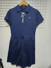 バーバリー ブルー レースアップ 半袖 ワンピース