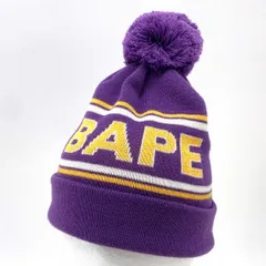 A BATHING APE アベイシングエイプ ポンポン付き ニットキャップ ニット帽 フリーサイズ ※中古のサムネイル