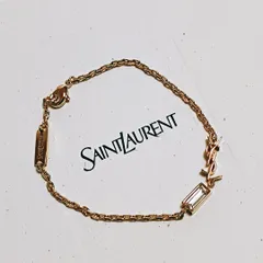 【新品未使用・ヨーロッパ輸入品】SAINT LAURENT カサンドラ ブレスレット メタル＆ラインストーン ユニセックス（メンズ・レディース） YSL サンローラン ゴールドカラー チェーンのサムネイル