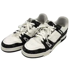 ♪4150 ルイヴィトン スニーカー トレイナー ライン LV Trainer Line Sneaker モノグラム デニム 1A9JG7 サイズ7 ノワール 黒 白 ブラック ホワイト LOUIS VUITTON