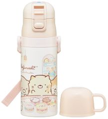 신품 스케이터(skater) 어린이용 스테인레스 수통 2way 직접 마시는 420ml 컵 마시는 350ml 스미코구라시 오카시야씨 아이에게 상냥한 경량 타입 소녀 보온·보냉 소용량 타입 waterbottle 스포츠 병 귀여운 키즈 아이