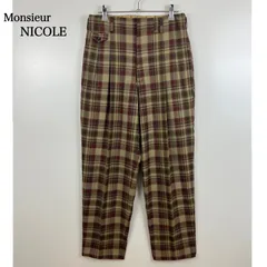 Monsieur NICOLE KOBAYASHI 80s vintage plaid 2tac slack pants M ムッシュニコル 小林 チェック 2タックスラックスパンツ 昭和 ヴィンテージ 希少のサムネイル