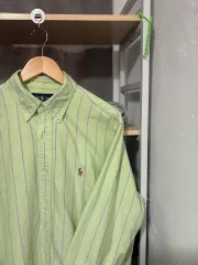 ポロラルフローレン ストライプ シャツ グリーン