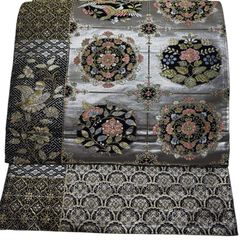 【正絹】未仕立て　蘇州（相良 汕頭）刺繍 六通 袋帯 菱柄フォーマル 訪問着 正絹 未仕立て 蘇州刺繍 相良刺繍 汕頭刺繍 六通 袋帯 華紋 フォーマル