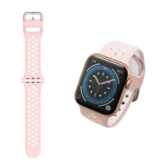 新品 エレコム Apple Watch (アップルウォッチ) バンド 41mm 40mm 38mm [Apple Watch 8 7 SE2 SE 6 5 4 3 2 1 対応] シリコン アクティブタイプ 通気穴 ピンク×ホワイト AW-40BDSCNPN