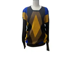 HANAE MORI PARIS ハナエモリ 長袖 ニット セーター アーガイル柄 毛100％ サイズMのサムネイル