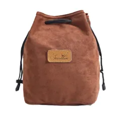 5カラー デジカメ (ブラウン 一眼レフ 巾着バッグ L) レンズケース カメラ収納ポーチ