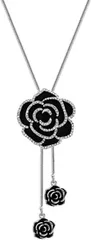 ロングネックレス バラ ローズ 黒 レディース ギフト プレゼント