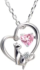 未来天使 猫 ネックレス ハート ダンシングストーン 4月ダイヤ