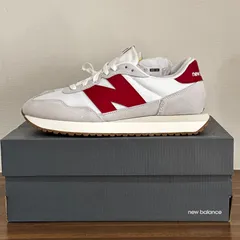 [27.5cm] New Balance ニューバランス メンズ スニーカー MS237 白 × 赤 ホワイト レッド レトロ 軽量 ビックロゴ