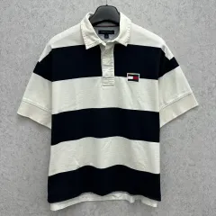 95 トミーヒルフィガー ビックロゴ メンズ ルーズフィット ヘビーコットン 半袖 カラーTシャツ