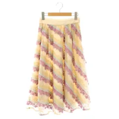 リリーブラウン Lily Brown バイアスレースミディスカート フレアスカート チュールスカート F ベージュ マルチカラー /ES ■OS